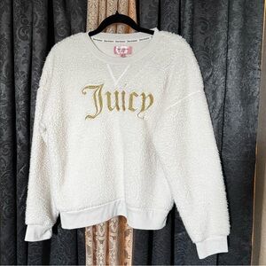 Juicy Couture White Sherpa pullover sweater